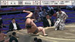 ドンっ…！敗れた力士の豪快な投げが決まり視聴者騒然　巨体が美しく宙を舞う姿に「スープレックス未遂」「アクロバティック！」の声