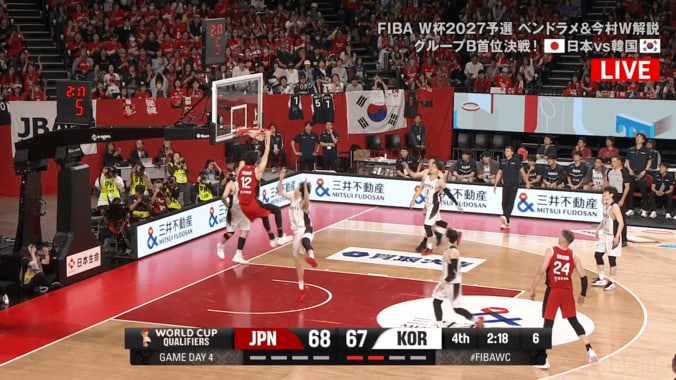 韓国代表を翻弄！渡邊雄太の“豪快スラムダンク”にアリーナ沸騰「涙でるわ」「メンタルが元NBA！」日韓戦の勝負を決めた一撃 5枚目
