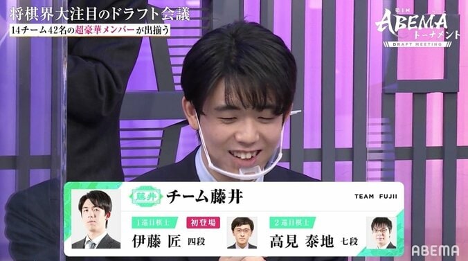 最強の18歳コンビ誕生！藤井聡太王位・棋聖、伊藤匠四段を指名「どんな将棋か楽しみ」／将棋・ABEMAトーナメント 1枚目