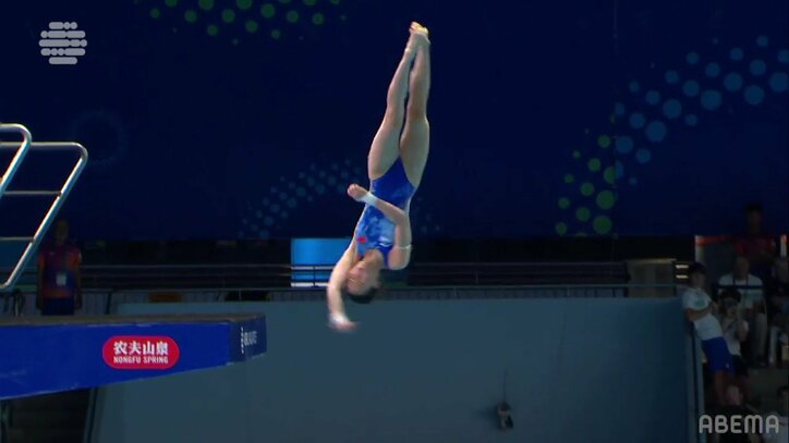 完璧な空中演技から飛沫なさすぎの圧巻入水