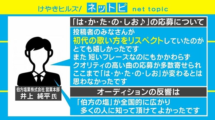 「伯方の塩」2代目声優が決定！ 担当者も「ここまで変わるとは」と驚き