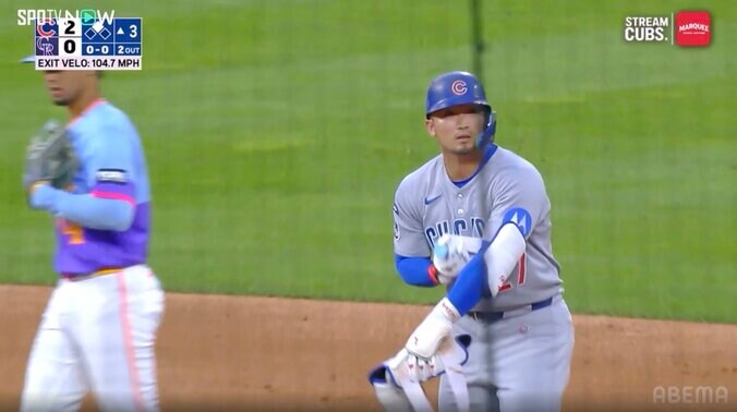 惜しすぎる「24/30」 鈴木誠也、127m特大フェン直打→55打席ぶり長打に喜びの“ジェスチャー” SNSは「入ったと思った！」の声 3枚目