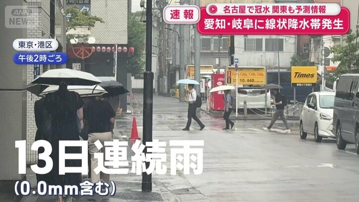 東京では、13日連続の雨