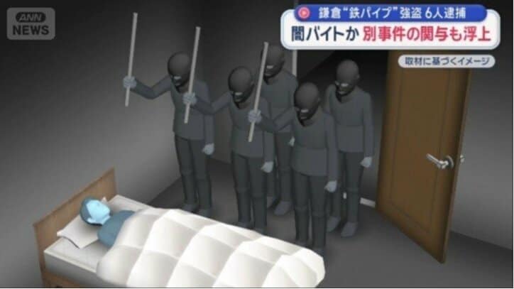 鉄パイプを持った男らが侵入