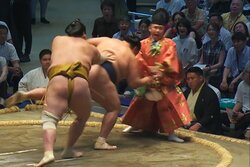 「これは衝撃映像」鉄人・玉鷲、行司を“なぎ倒し”土俵下へ落下「めっちゃ飛んだな」「大被弾」館内騒然