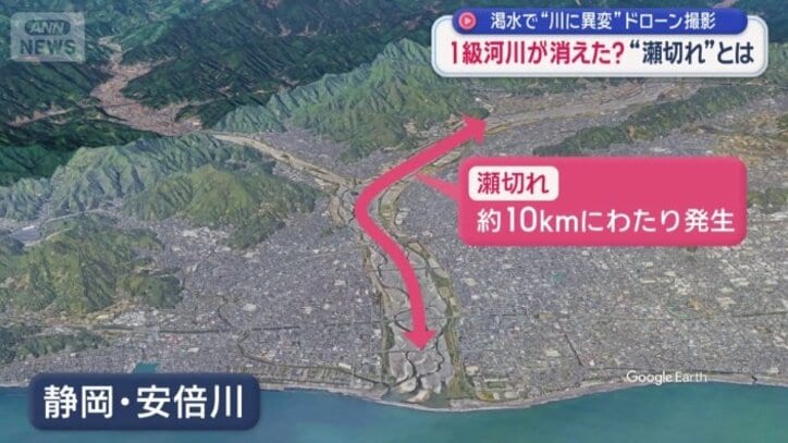瀬切れが約10kmにわたり発生