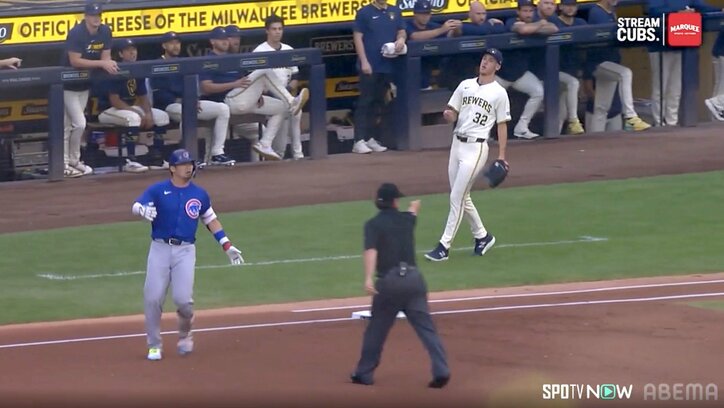 【写真・画像】球場騒然！カブス戦で“珍得点” 地元局も驚愕した「クレイジーなプレー」に反響「これ走塁妨害なるんだ」　1枚目