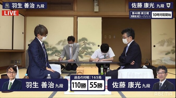 羽生善治九段VS佐藤康光九段、公式戦166局目の対決！ベスト8進出を懸けた戦い／将棋・棋王戦本戦T 1枚目