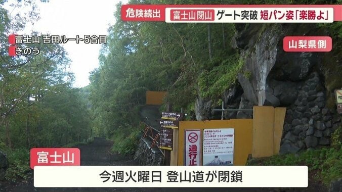 吉田ルートの登山道　10日に閉鎖