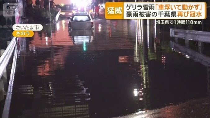 冠水で動けなくなった車