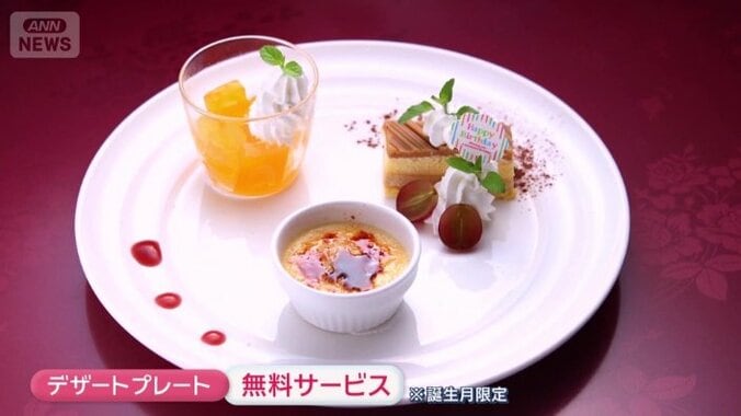 誕生月に来店すると「デザートプレート」の無料サービスも