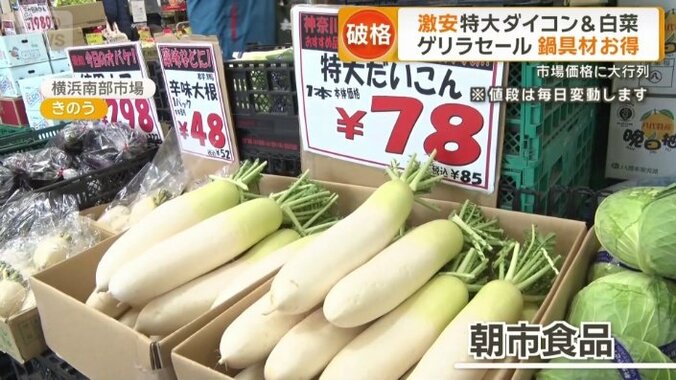 特大ダイコンが1本85円