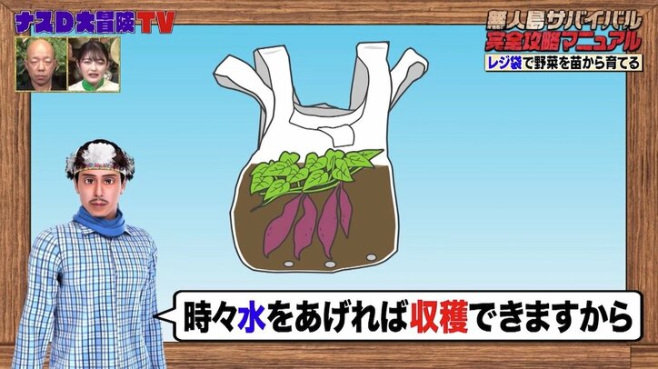 ナスDが明かす“レジ袋で野菜を苗から育てる方法”に井上咲楽が興味津々「すごくないですか!?」