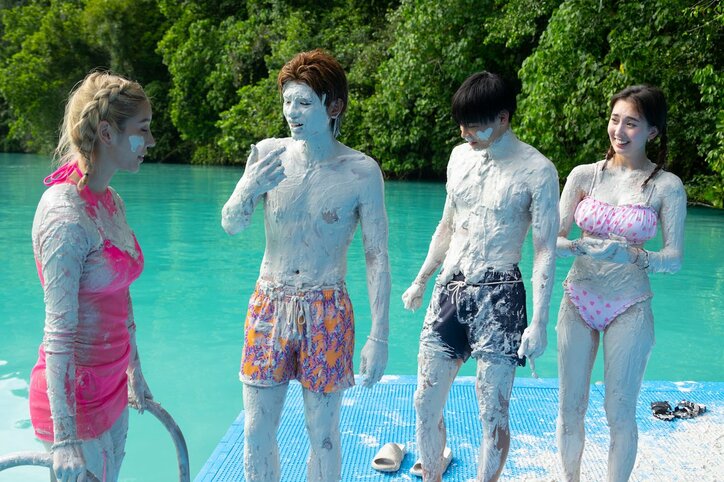 黒ギャル男、白泥パックで白ギャル男に シュールな姿で女王様系ギャルとスキンシップ『シャッフルアイランド Season3』#3