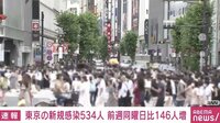 新型コロナ 東京都で新たに534人の感染確認 先週の土曜日より146人増