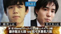 第1回AbemaTVトーナメントinspired by羽生善治 藤井聡太七段 対 佐々木勇気六段