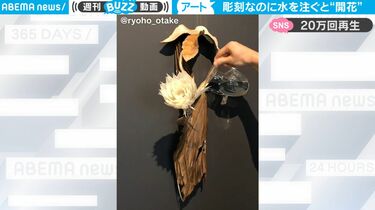 月が注ぐ花 仕組みは秘密」 彫刻に水を注いだら“驚きの仕掛け”が… 月下美人のよう