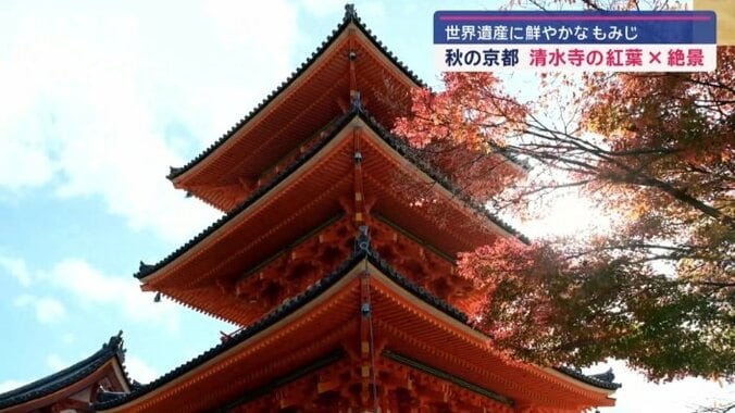 歴史的な建造物と見頃の紅葉