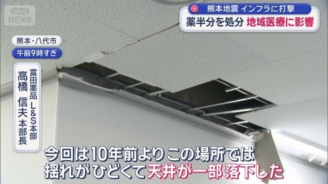 天井が一部落下