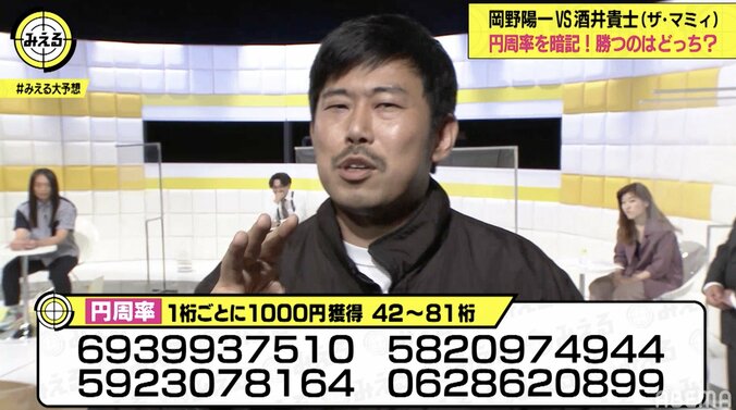 岡野陽一VSザ・マミィ酒井貴士 借金芸人が「1桁1000円で円周率暗記対決」 3枚目