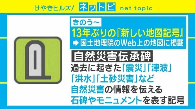 国土地理院、13年ぶりの新地図記号「自然災害伝承碑」を掲載開始 “先人の教訓”で被害軽減へ 1枚目