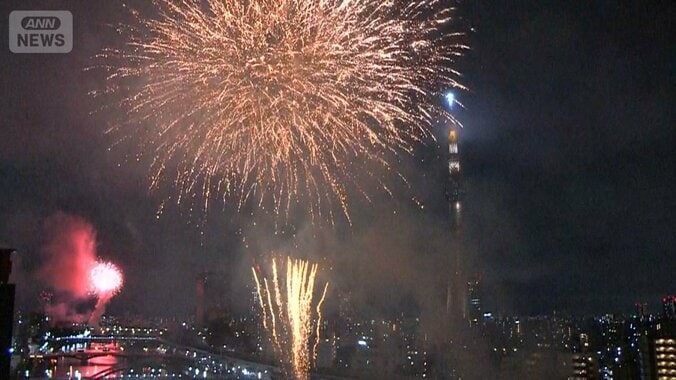 隅田川花火大会 92万人を魅了　猛暑の中、熾烈な場所取り 人の密集に熱中症リスクも 1枚目