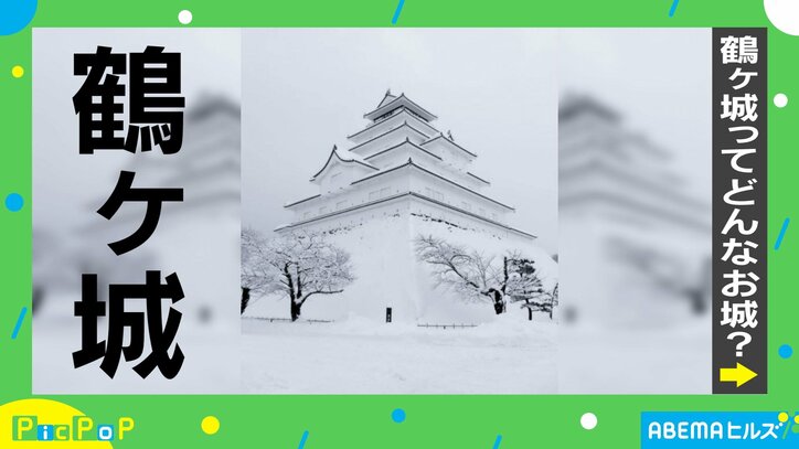 雪景色の中でそびえ立つ鶴ヶ城…「白と黒の世界」に魅了される人続出