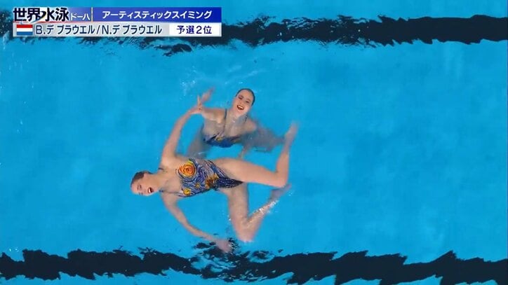 ゴッホも惚れる？世界水泳AS、オランダ美人双子ペアが水面に描く華麗な舞い