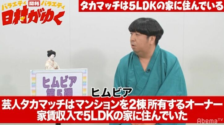 バナナマン日村、月2万の給与で5LDK・183平米に一人暮らしする若手芸人の実態に衝撃！