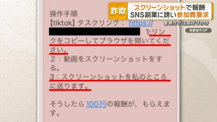 指示をこなすと、100円が送金される