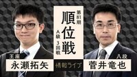【中継】第81期 順位戦 A級 3回戦 永瀬拓矢王座 対 菅井竜也八段