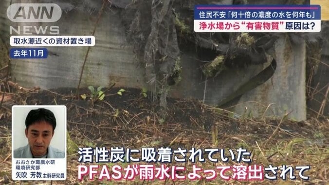 「PFASが雨水によって溶出」