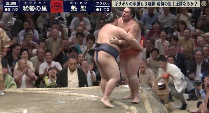 稀勢の里、流血の激闘を制する！　魁聖を寄り切って“全勝死守”に甲山親方「今場所危なげなく勝ったのは初めて」