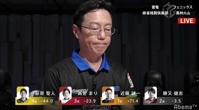 まだまだ続く“夢芝居”近藤誠一、4勝目＆ラスなし継続／麻雀・Mリーグ 2枚目