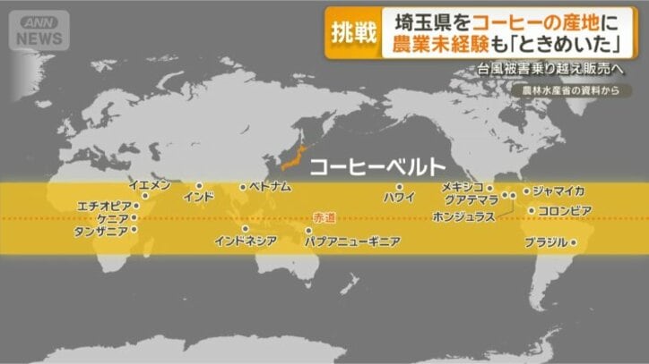 「コーヒーベルト」の北緯25度～南緯25度