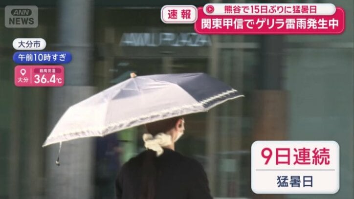 9日連続猛暑日となっている大分