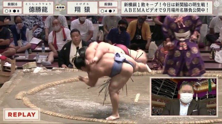 翔猿、起死回生の“豪快”首投げで勝利　武隈親方「僕の方が首投げは」と極意を明かす