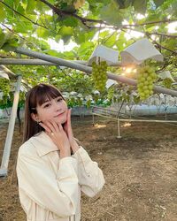 生見愛瑠のマスカット狩り中のオフショットに「めるたかわよぃ」「幸せそうな顔してる」と称賛