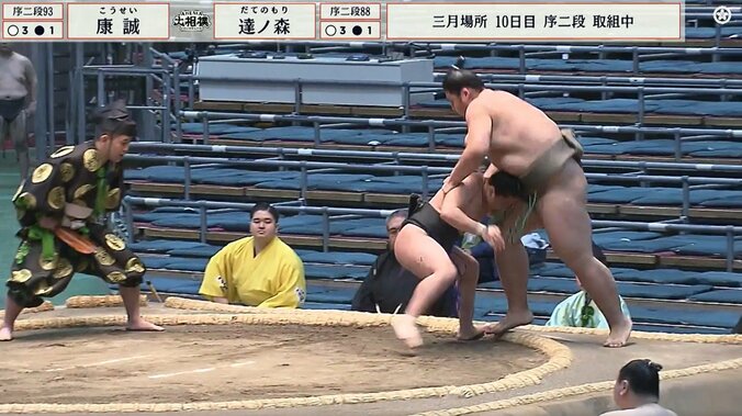「進撃の巨人みたい」「危険な体格差」序二段の取組で驚きの光景 小兵の意地が炸裂 4枚目