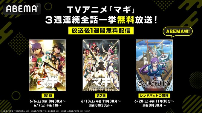 【写真・画像】アニメ『マギ』全2期とスピンオフがABEMAで3週連続無料一挙放送！放送後1週間無料放送も　1枚目