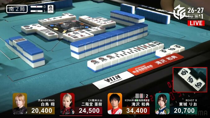 激しい乱打戦！巧みな仕掛けでまとめた滝沢和典の満貫アガリ