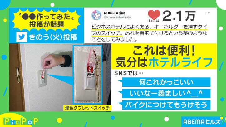 自宅でホテル気分！ 挿すスイッチを再現したツイートが話題に 投稿主「老舗ビジネスホテルをイメージ」