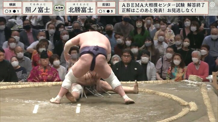 照ノ富士の圧力に相手力士が“ペタン”と尻もち 「つえええ」「股が裂けた！」ファン驚き