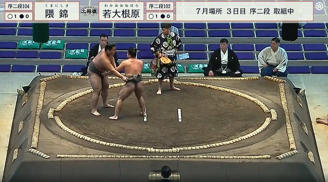 突然のことに力士困惑