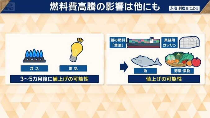 電気などの料金は3カ月から5カ月後に値上げされる可能性が