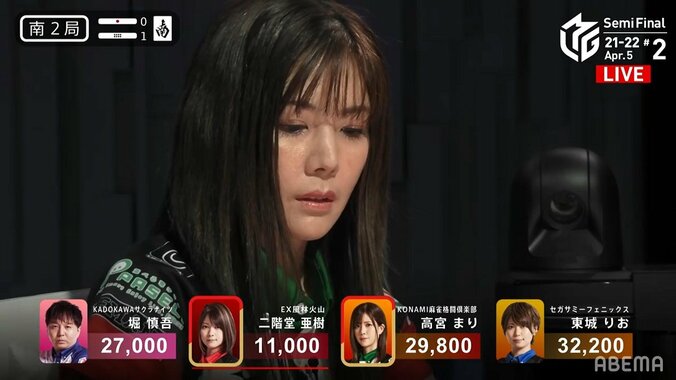 大チャンスに震える美女雀士の手 高宮まり、役満・四暗刻テンパイにファンも一緒に興奮「ウソだろ？」「これはしびれた」／麻雀・Mリーグ 1枚目