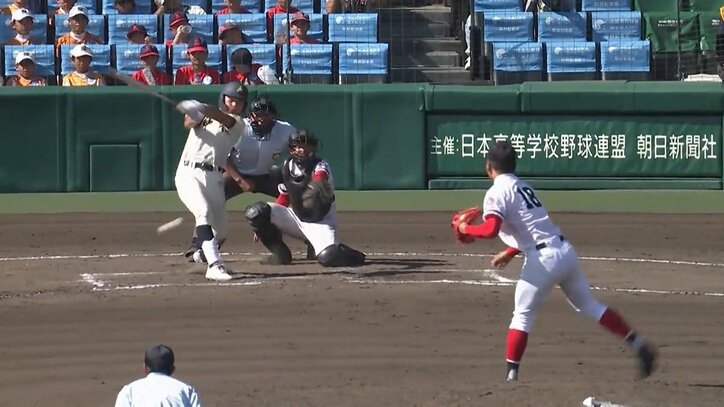 神村学園・正林輝大選手、8回の勝ち越しタイムリーに“ホっ”「1点にこだわった野球が積み重なって大量得点に繋がった」初のベスト4入りに爽やか笑顔