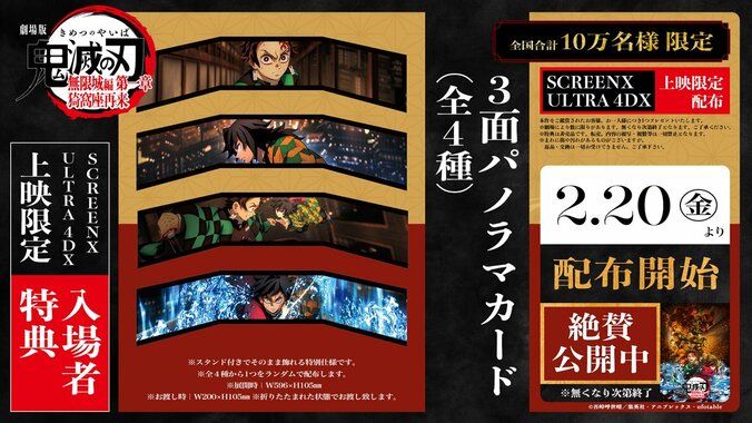 アニメ『劇場版「鬼滅の刃」無限城編 第一章 猗窩座再来』SCREENX・ULTRA 4DX上映限定入場者特典 3面パノラマカード