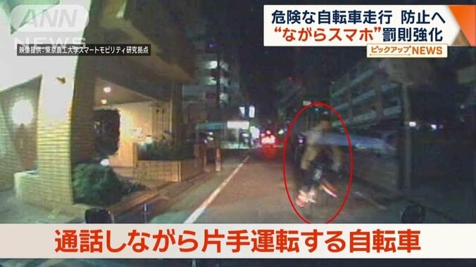 通話しながら片手運転する自転車