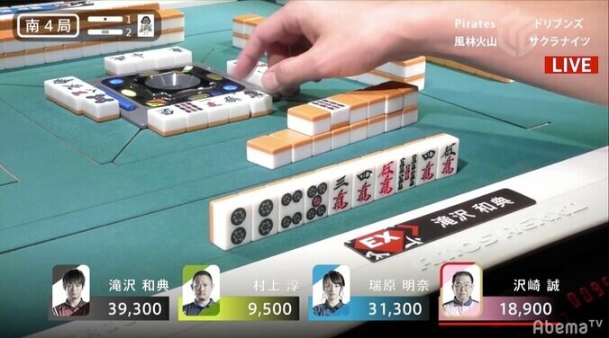 トップ陥落危機も関係なし 滝沢和典、親リーチに危険牌連打でファン、覚悟まで「イケメンすぎる！」／麻雀・Mリーグ 2枚目